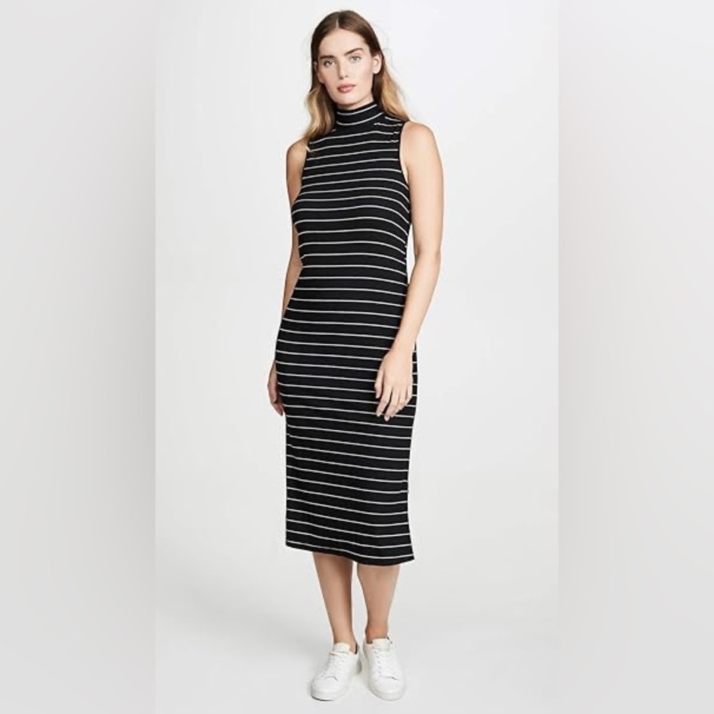 PAIGE Danisha Striped Midi Dress- color black with silver (size S)